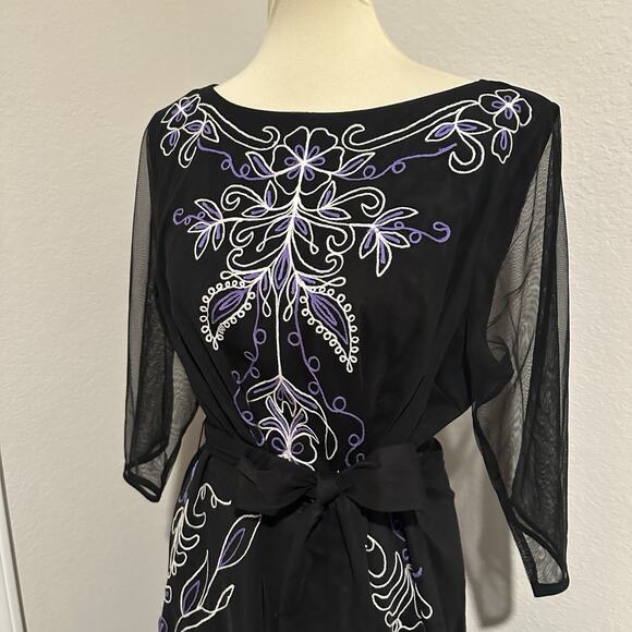 EShakti Whimsigoth Floral Embroidered Lace Dress Sz 20 2XL Dark Romance Sheer - Picture 9 of 13